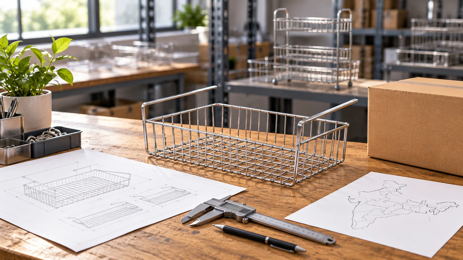 Metal wire storage unit reviewed with drawings for India market scope