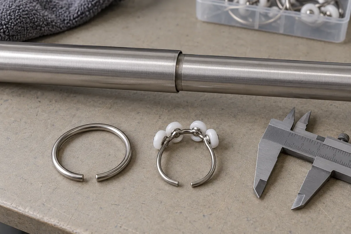 Workbench review of a shower curtain ring and telescopic rod joint