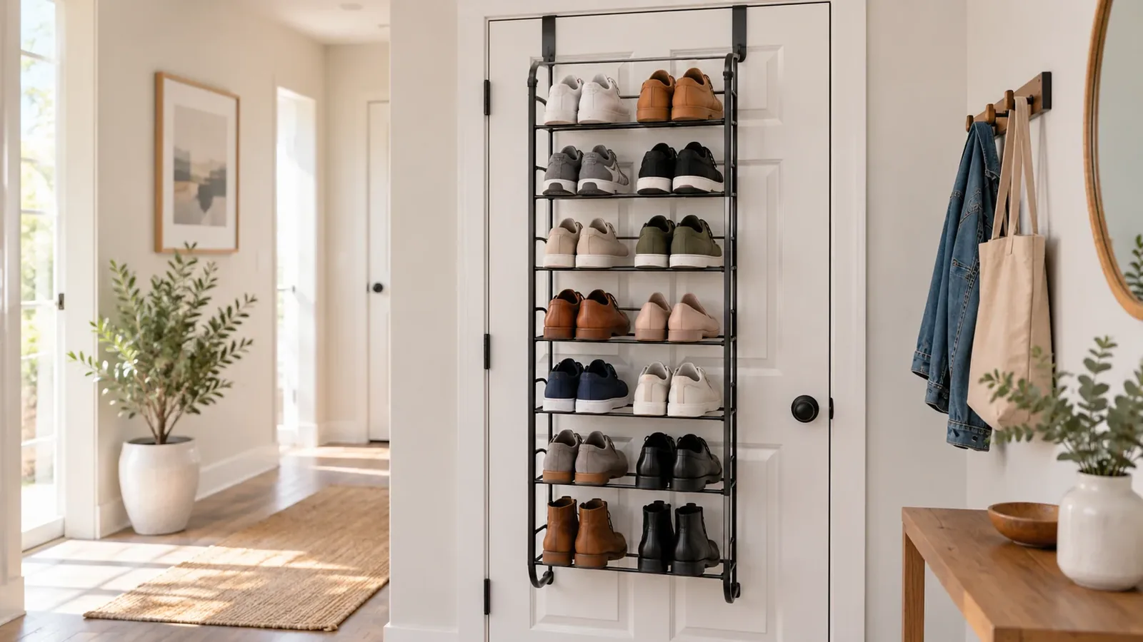 over door metal shoe rack