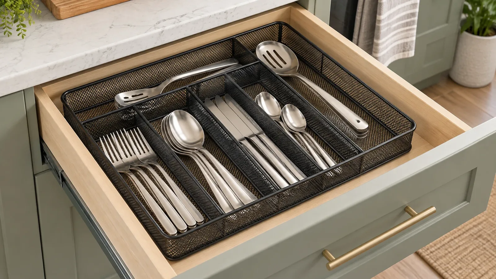 metal cutlery drawer organizer