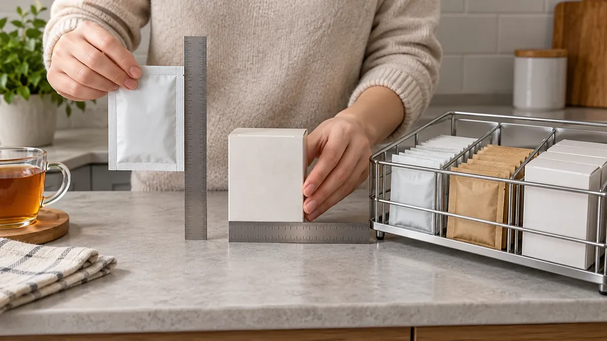 Product fit and component details for Tea-Bag Organizer Racks