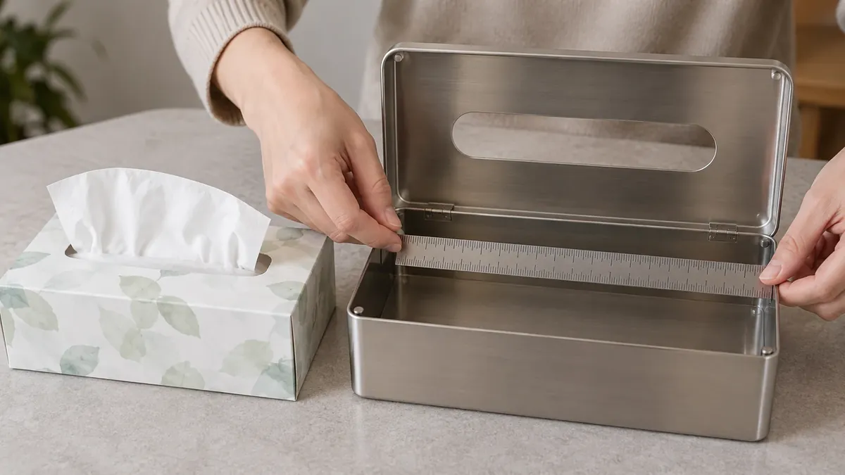 Product fit and component details for Metal Tissue Cases