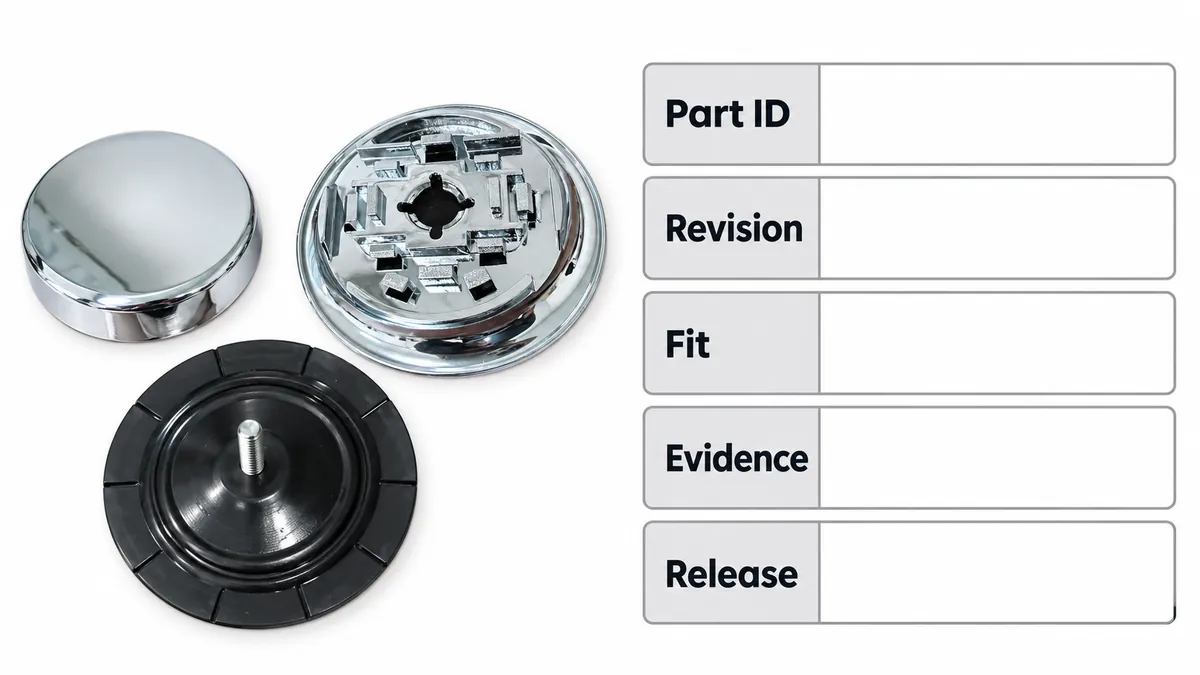 Buyer checklist for component identity, revision, fit, evidence and release