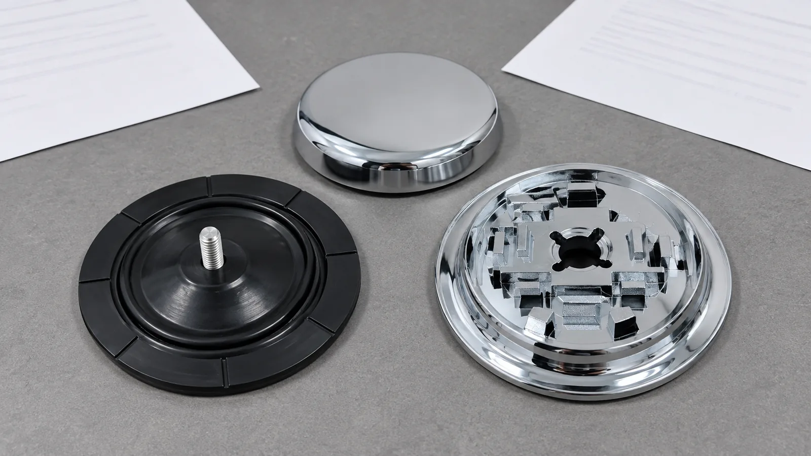 Bathroom hardware component samples and approval records reviewed for a potential second source