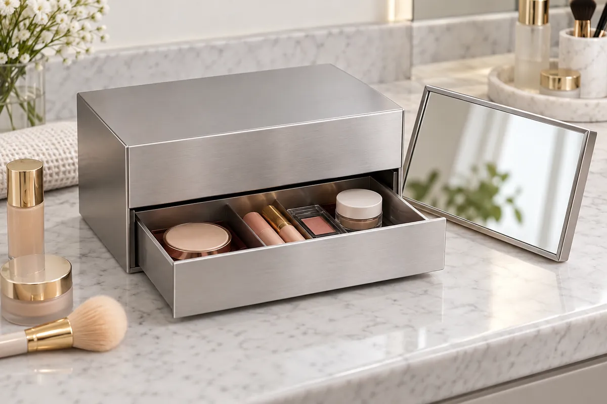 Buyer review of closed box, sliding tray and mirror lid