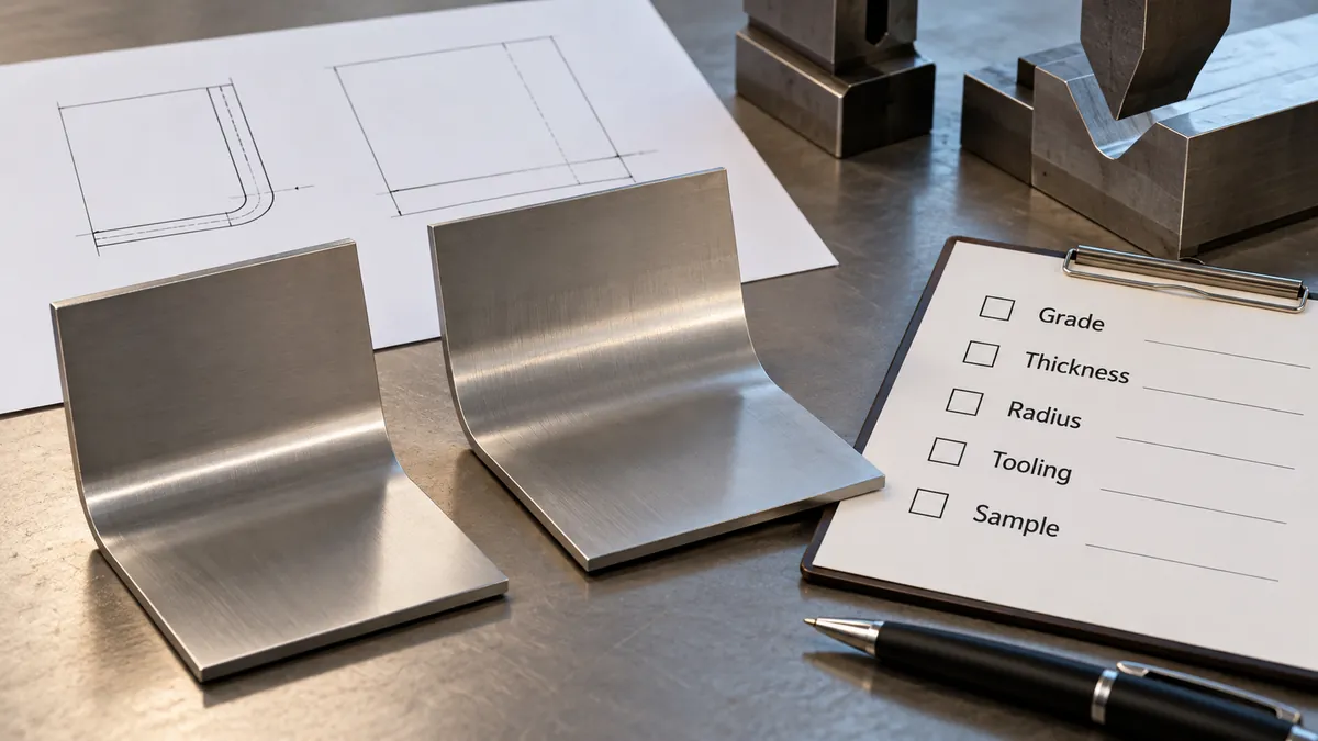 Buyer checklist for stainless grade thickness bend radius tooling and sample criteria