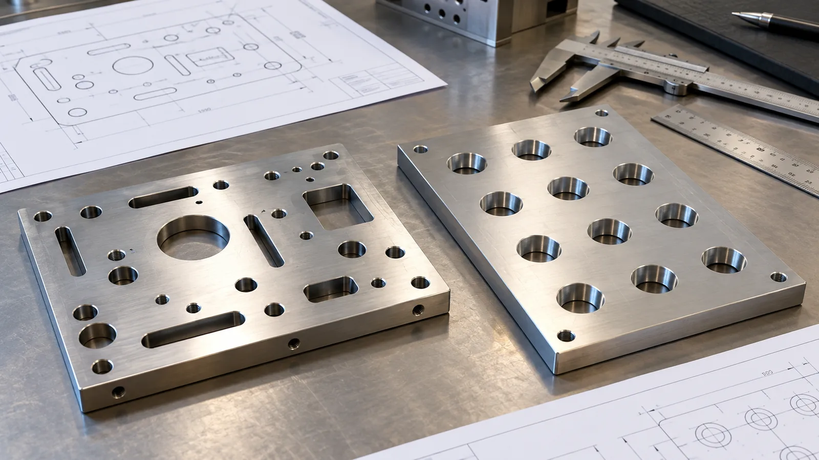Generic mounting plate samples compared for laser cutting and punching decisions