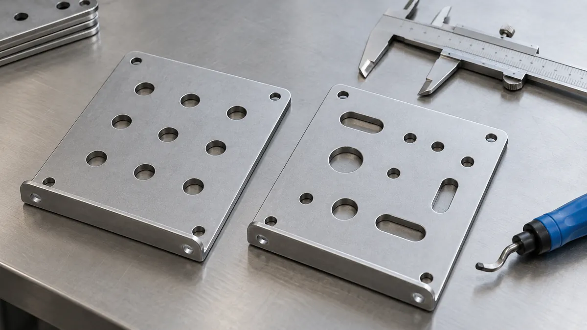 Mounting plate hole pattern and edge condition reviewed before process selection