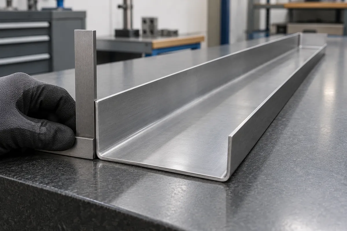 Manual angle check on a long formed sheet-metal profile