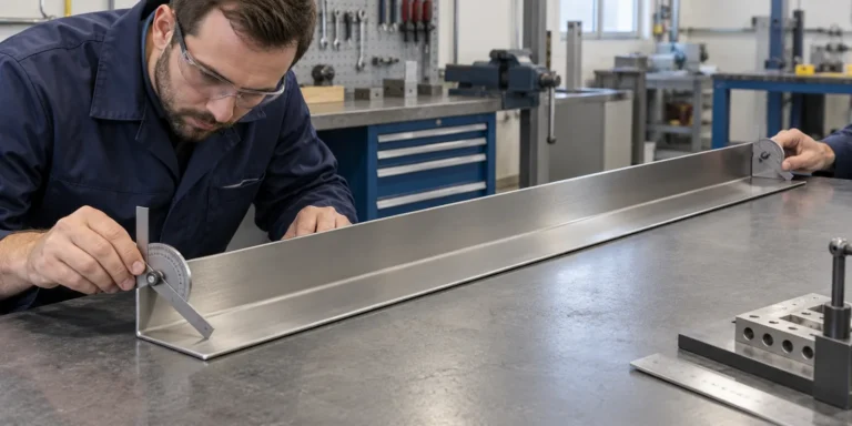 Long formed sheet-metal channel checked at separated points along its length