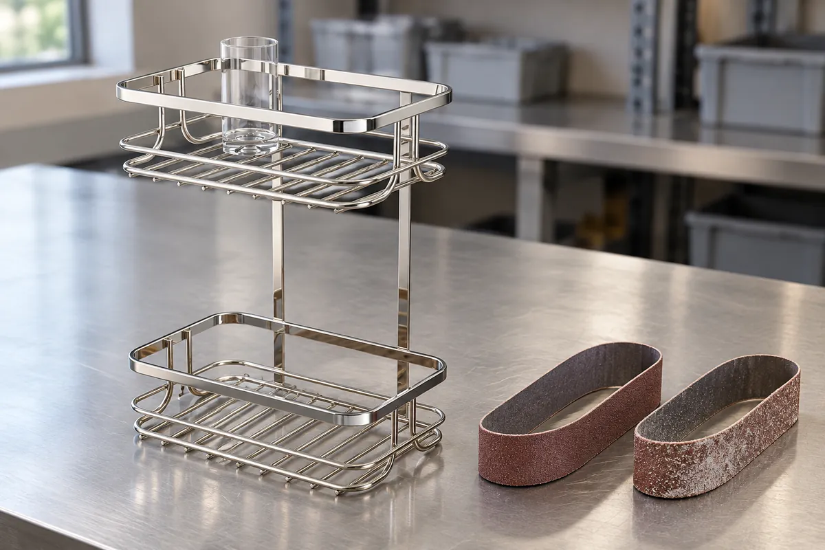 Buyer and supplier compare a stainless basket sample and finish coupons