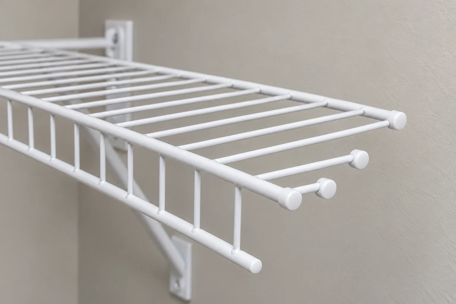 Conceptual cut wire shelf end with a fitted protective cap and profile details for supplier review