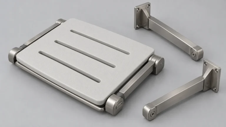 Generic folding shower-seat sample displayed loose for a supplier specification review